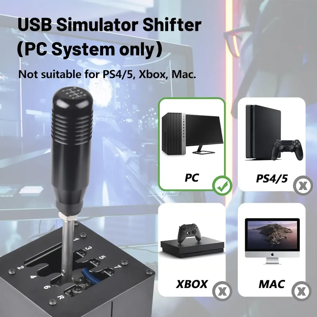 Palanca De Cambios - Simulador - Shifter Usb - Caja En H 7+r Negro 4