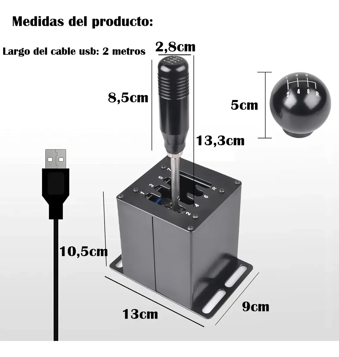 Palanca De Cambios - Simulador - Shifter Usb - Caja En H 7+r Negro 3