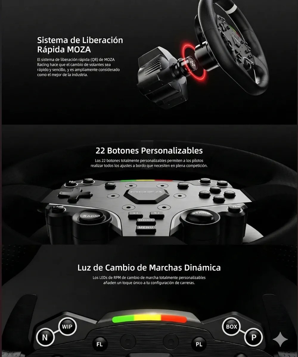 Volante Y Pedales Moza Racing R3 Direct Drive Para Simulador Pc Negro 3