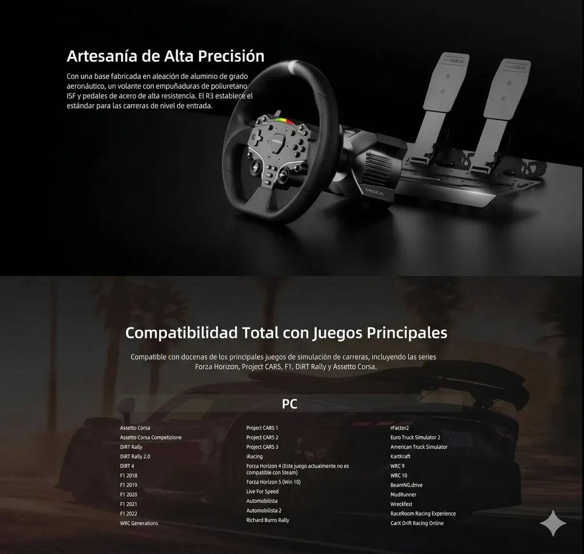 Volante Y Pedales Moza Racing R3 Direct Drive Para Simulador Pc Negro 5